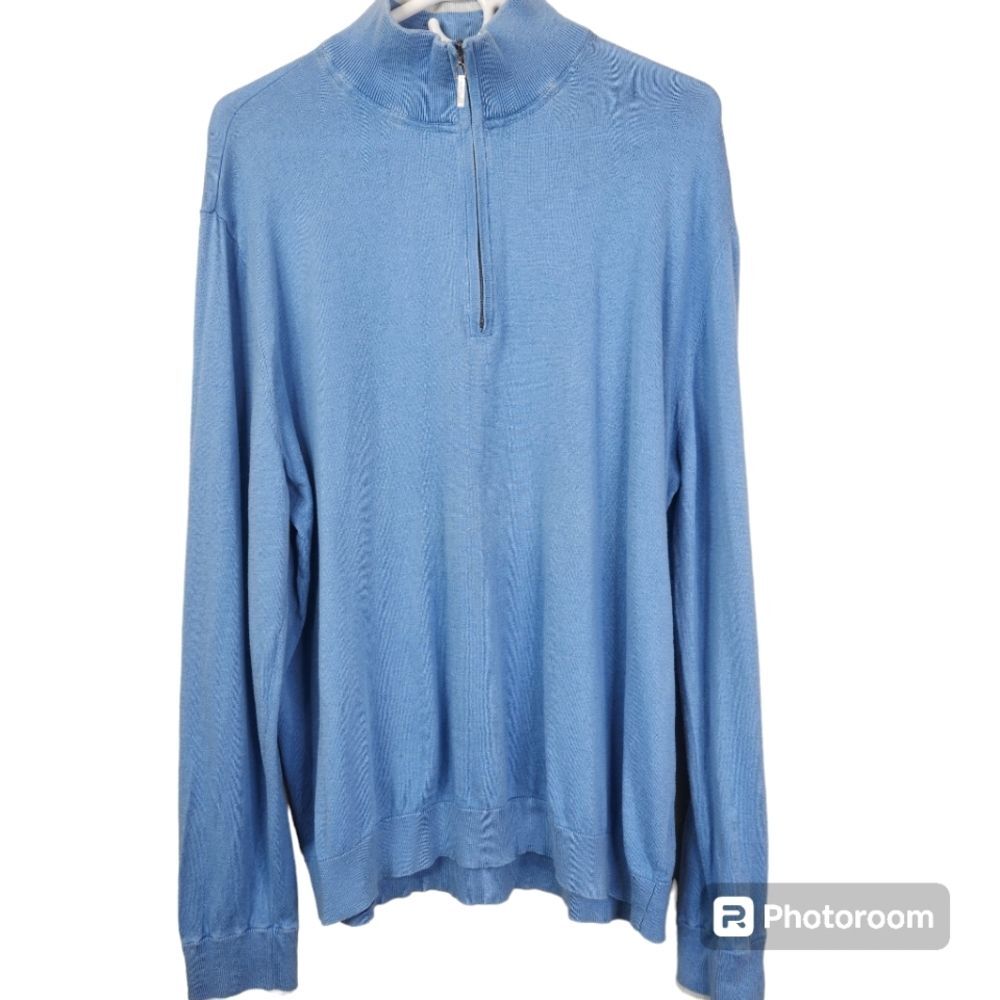 Robert Graham Mens Silk Cashmere Blend 1/4 Zip Lightweight Pullover Size 2XL